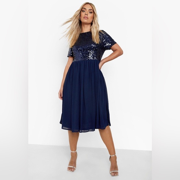 ⚜️3 for $30⚜️ Navy Blue Sequin Dress Bridesmaid / Prom / Bachelorette Hen Party - Picture 1 of 16